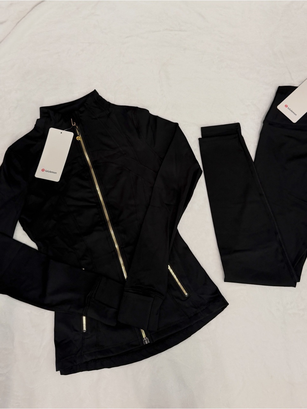 lululemon athletica Black Jacket & Leggings Set with Gold Zippers